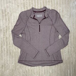 Avalanche Burgundy and White Striped Quarter-Zip Long Sleeve Top